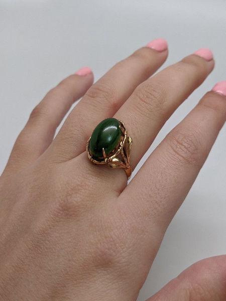 Antique Dark Green Jade Ring