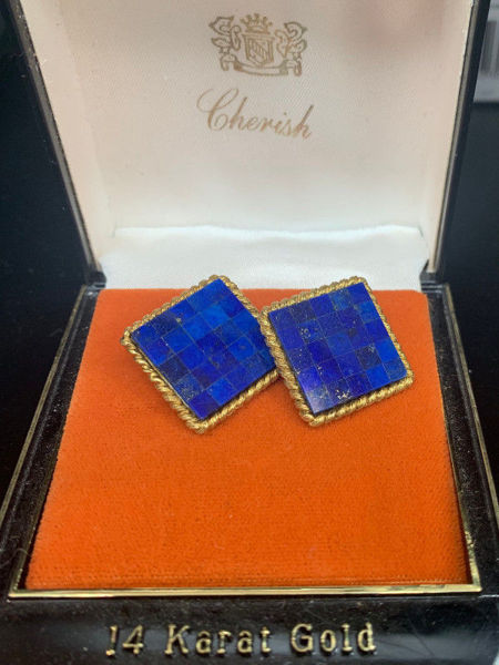 Art Deco Lapis Cuff Links