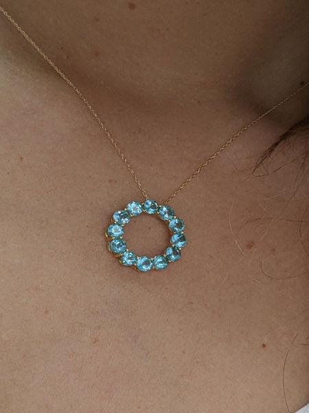 Blue Apatite and Gold Necklace