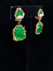 Carved Jade Clip on Dangle Earrings