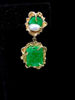 Carved Jade Clip on Dangle Earrings