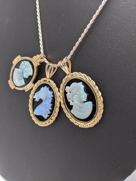 Vintage Opal Cameo Pendants
