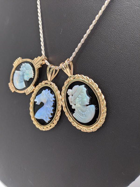 Vintage Opal Cameo Pendants