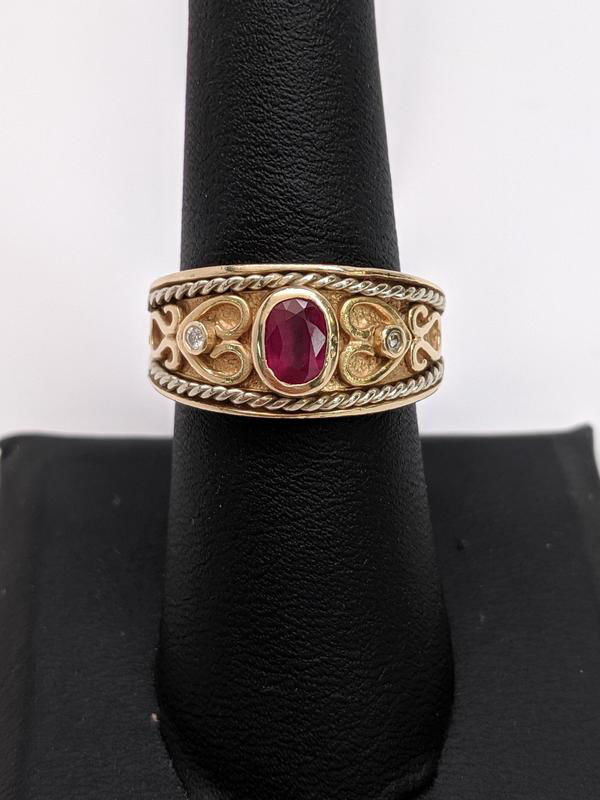 Antique Inspired Flower Ring-Rubies