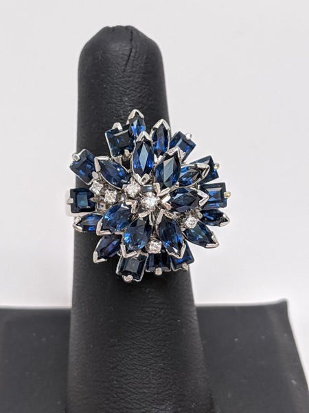 Vintage Sapphire Cluster Ring