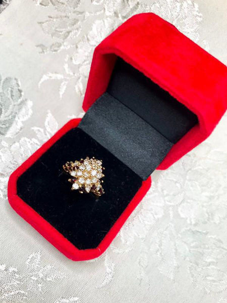 Picture of Diamond and Garnet Cluster Ring