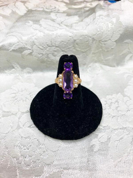 Victorian Amethyst Ring with Seedpearl Accents