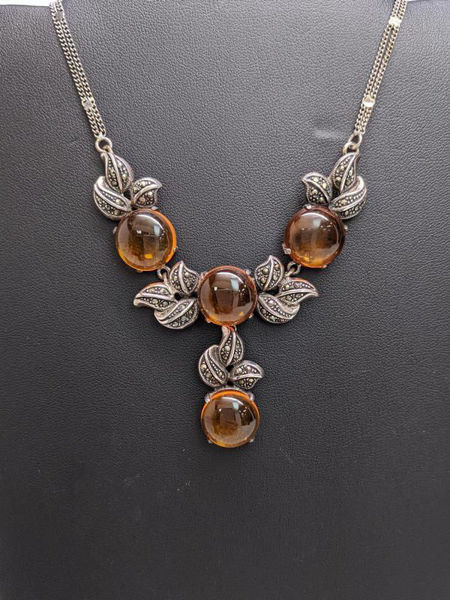 Vintage Amber and Marcasite Necklace