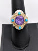 Vintage Amethyst, Turquoise, and Jade Ring