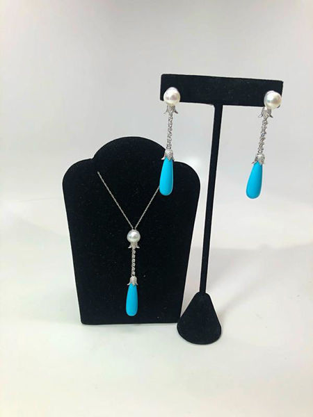Turquoise, Pearl, & Diamond Set