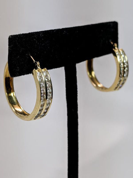 Picture of Double Row 2 Carat Diamond Hoop Earrings
