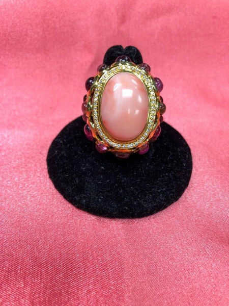 Picture of Gold and Coral Statement Ring