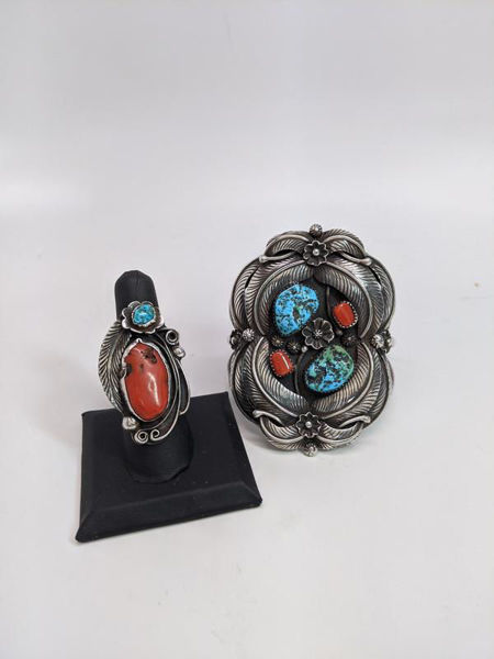 Signed Navajo Cuff and Ring Set