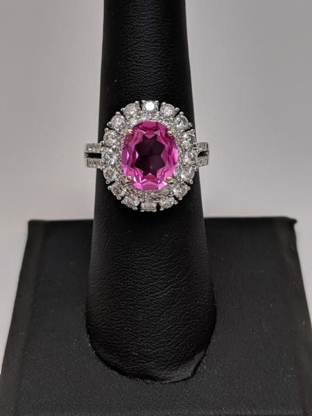 Pink Sapphire and Diamond Ring